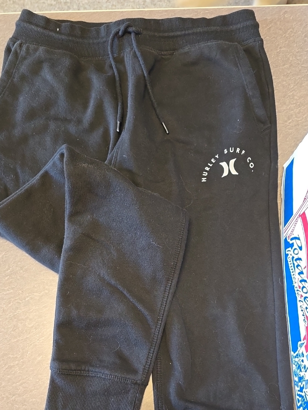Hurley Black Sweatpants with White Surf Logo